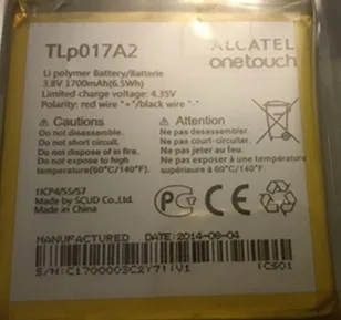 

NEW 1700mAh Battery TLp017A1 For Alcatel OT6012 One Touch Idol Mini 6012D 6012X 6012A 6012W TLp017A2 Mobile Phone Replacement