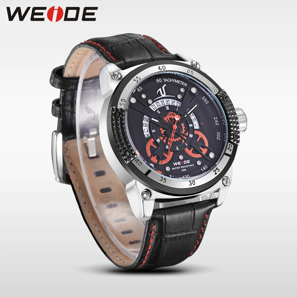 Бренд класса люкс WEIDE кожаные кварцевые спортивные наручные часы повседневные