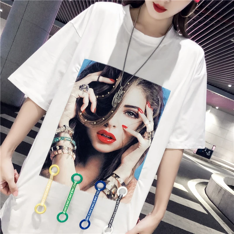 Ulzzang Kpop хип-хоп изображение персонажа печати Футболка женская летняя одежда корейская уличная свободная футболка с коротким рукавом