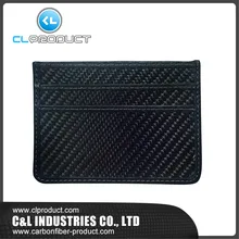 Luxury Style RFID Blocking Black Real Carbon Fiber Credit Card Holder Wallets Coin pocket