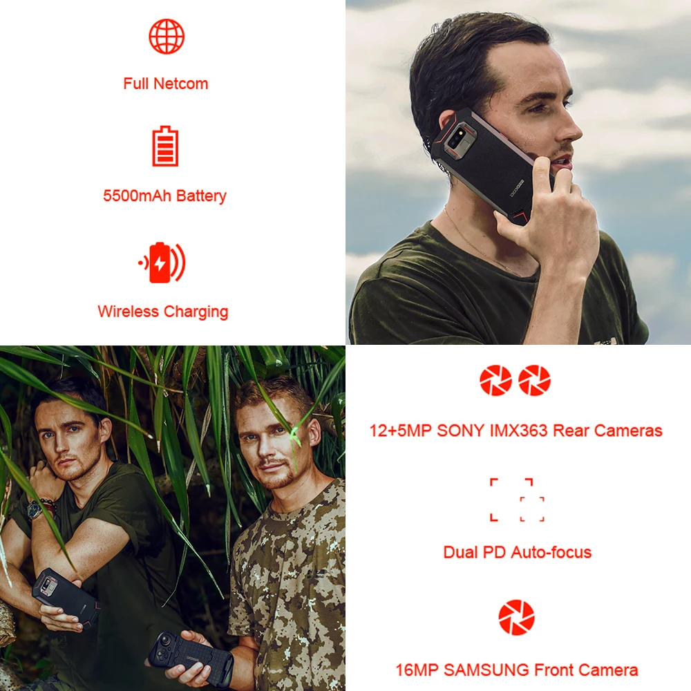 Comprar IP68 IP69K impermeable DOOGEE S70 juego teléfono carga inalámbrica NFC 5500mAh 12V2A carga rápida 5,99 FHD Helio P23 Octa Core 6GB 64GB