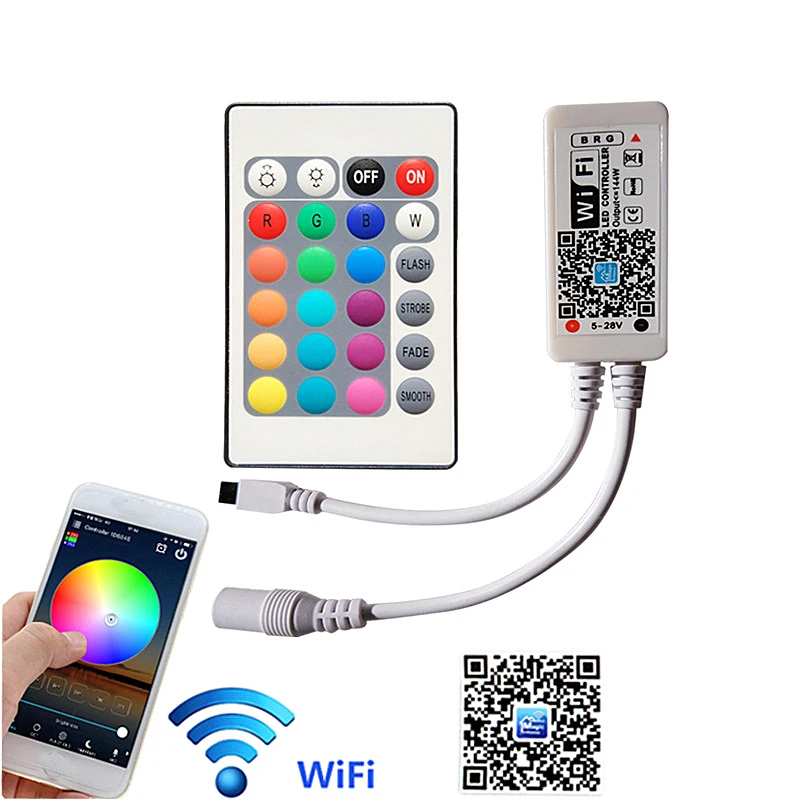 5 м 10 м 15 м RGB wifi 5050 гибкая светодиодная лента Водонепроницаемая DC12V питание с 24 клавишами дистанционного управления светодиодная лампочка