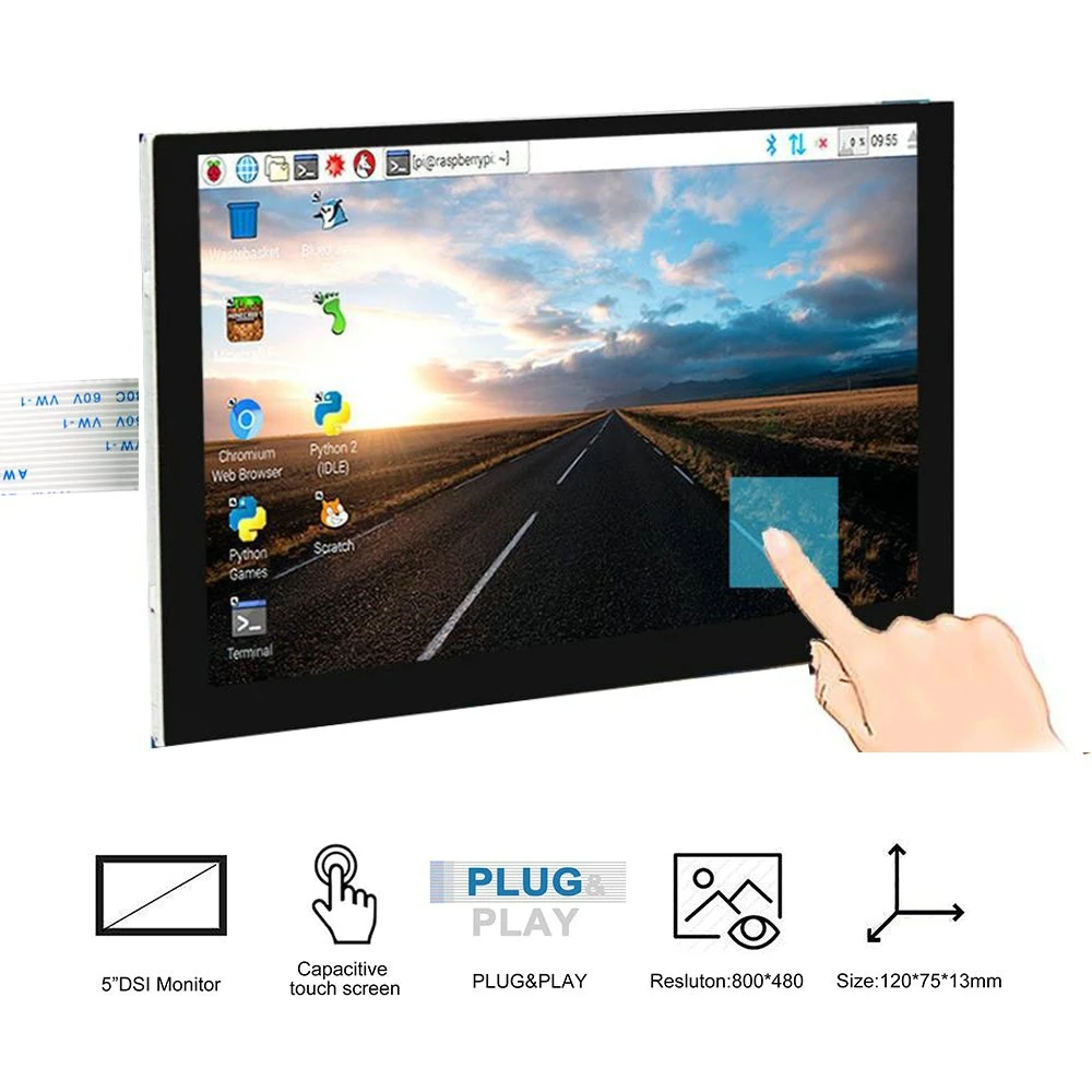 

5 inch TFT Capacitive Touch Screen DSI Connector LCD Display Monitor 800x480 Support for Banana Pi Raspberry Pi 3 Model B / B+