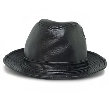 

Genuine Leather Fedoras Caps Jazz Hat Mens Fashion For Formal Performance Cool Gentleman Casual Top Hats British Style Panama