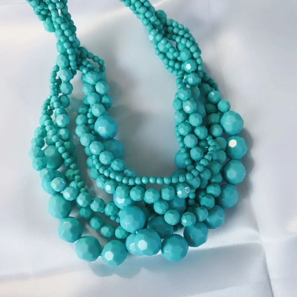 Free Shipping New Fashion Choker Statement Braided Acrylic Beaded Necklace - Image 3