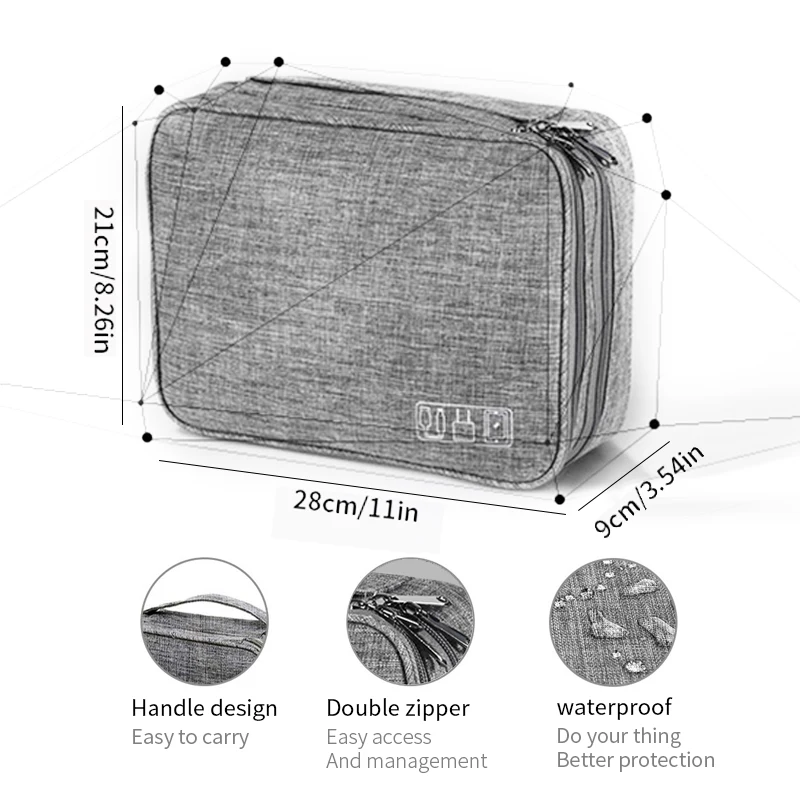 Портативные дорожные сумки для хранения, USB кабель для передачи данных и зарядки, органайзер, коробка, двойной слой, аксессуары для электроники, сумка для хранения