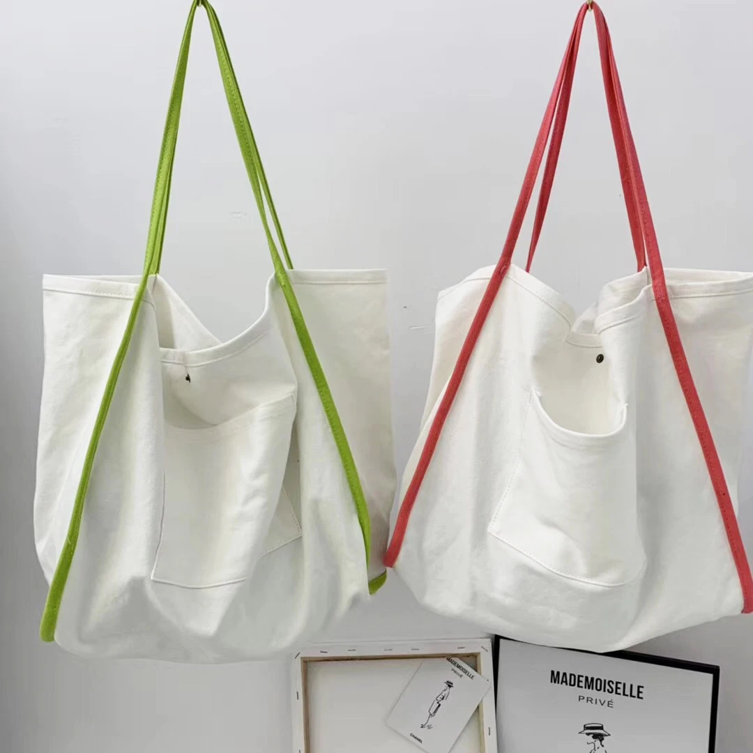 

Oversize Fluorescent Handle Tote Bag Women Daily Big Capacity Over Shoulder Bag 2019 Female Casual Reusable Fabric Open Handbag