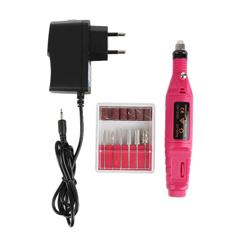 

6 bits Drill Nail Drill Machine Power Professional Electric Manicure Machine Pen Pedicure Nail File Nail Art Tools Kit
