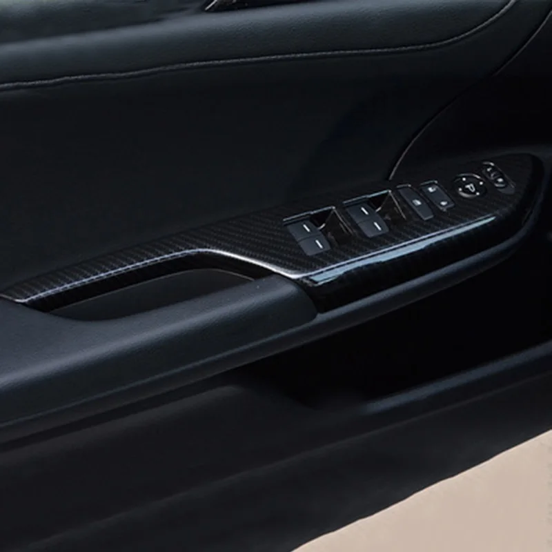 Высокое качество АБС углеродное волокно Переключатель блокировки окна подъемная крышка Зеркальный замок внутренняя отделка для Honda Civic- автомобильные аксессуары