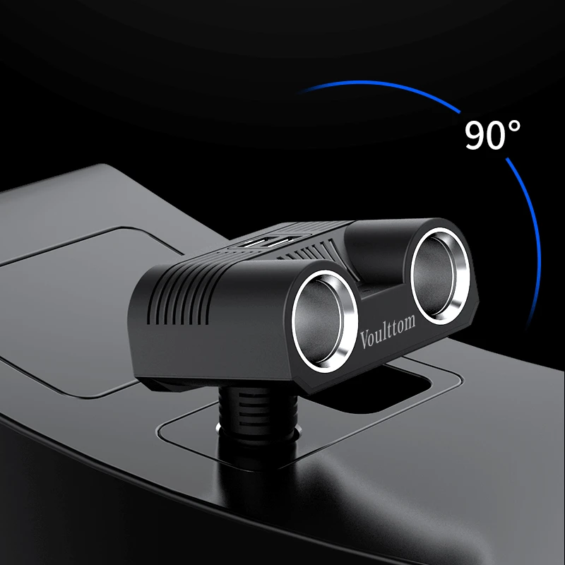 Voulttom المزدوج USB شاحن سيارة و 2-مقبس ولاعة السجائر محول 12 فولت/24 فولت متوافق ل فون باد الروبوت سامسونج GPS