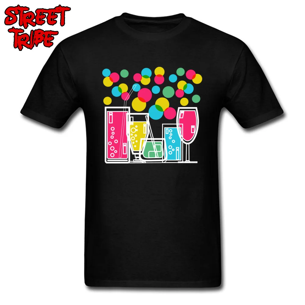 Tops T Shirt Normal Father Day Fitted Printed On Short Sleeve Pure Cotton O-Neck Men Tshirts Printed On Tops T Shirt cocktail party beer drink colorful bottle black
