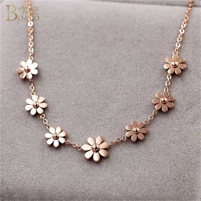

BOAKO Daisy Flower Charm Anklet for Women Rose Gold Color Leg Bracelet Bohemian Foot Chain 2019 Summer Barefoot Sandals Jewelry