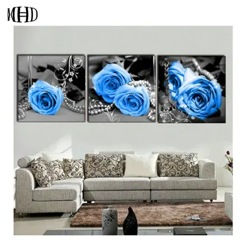 

2020 New Triple D5 Diamond Embroidery Full Diamond Blue Rose Embroidery Mosaic Round Diamond DIY Home Decor Kit