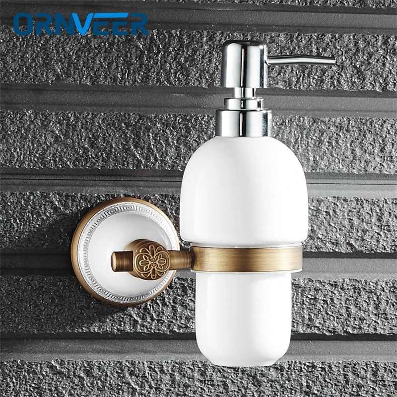 Free Shipping Luxury Wall Mounted Liquid Soap Dispenser With jade Ceramic Container Bottle Bathroom Accessories | Обустройство дома