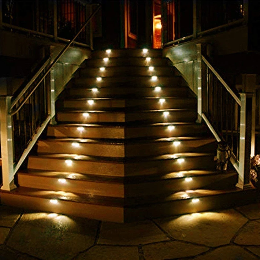 Solares ao ar Livre à Prova Caminho do Jardim Lâmpada de Parede Luz da Escada Lote Inoxidável Led Luzes Dwaterproof Água Escadas Lâmpada 2 Solar 6 Pçs - Aço 12 solares ao ar livre à prova dwaterproof