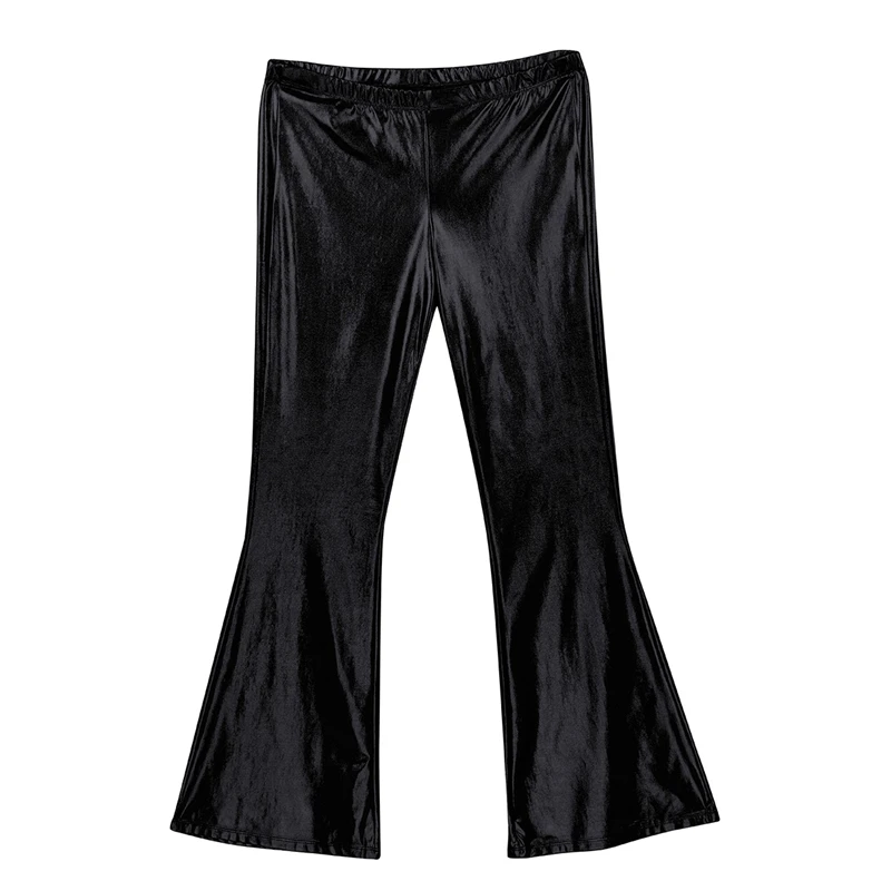 Пикантные модные искусственного кожаные штаны узкие мужские плавки Блестящий металлический Disco расклешенные брюки нижнего белья штаны с эластичной резинкой на талии