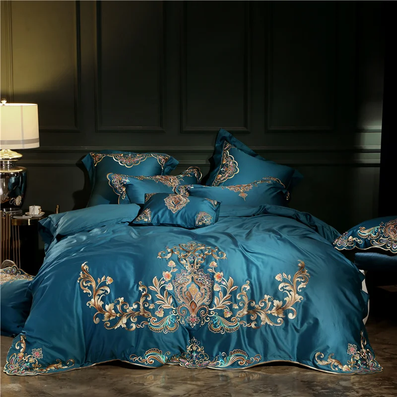120 S, роскошные королевские постельные принадлежности из египетского хлопка с вышивкой, комплект из 4 предметов, свадебное постельное белье King queen, набор пододеяльников, наволочка, красный цвет, 6 шт