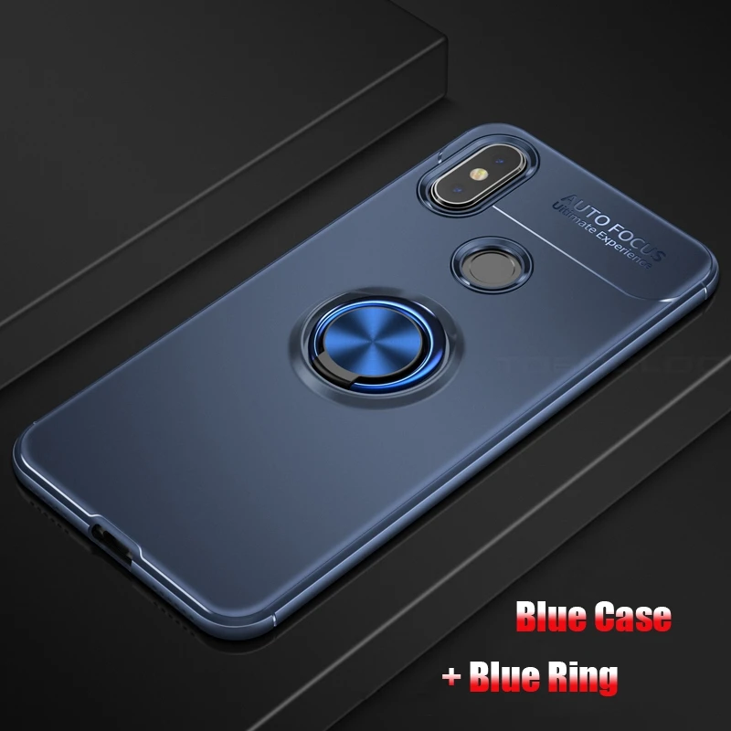 Для Xiaomi Mi A1 A2 Lite 8 SE MIX 2/2 S RedMi 4A 4X Примечание 5 6 iPad Pro Prime 6 6A глобальная версия 5A S2 Автомобильный Кронштейн кольцо держатель TPU чехол - Цвет: Blue