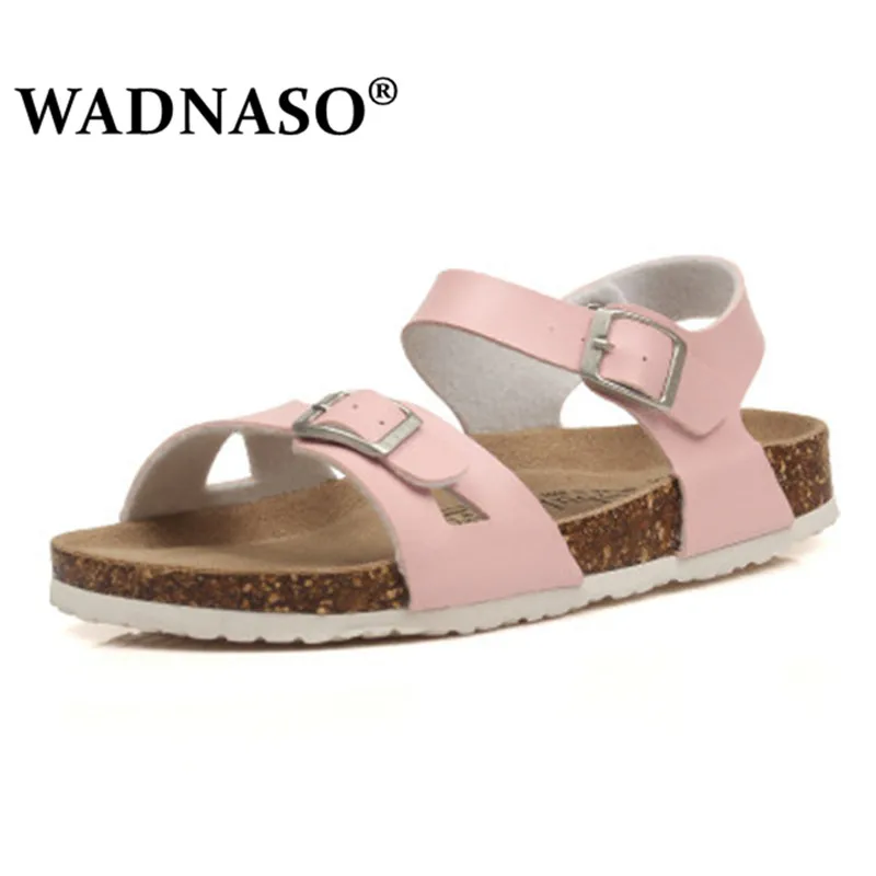 Fashion Double Buckle Cork Sandals Flats New Women Summer Beach Patchwork Casual Slipper Shoe drop Shipping pink black