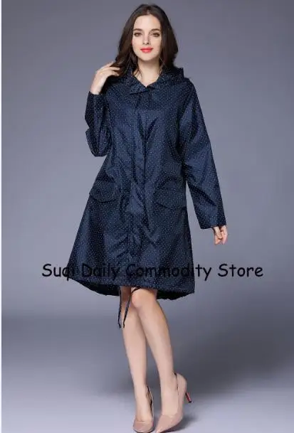 Dark Blue With Dot Новое поступление дождевик для мужчин и женщин легкое пончо водонепроницаемый длинный плащ для взрослых верхняя куртка дождевик - Цвет: Dark Blue With Dot