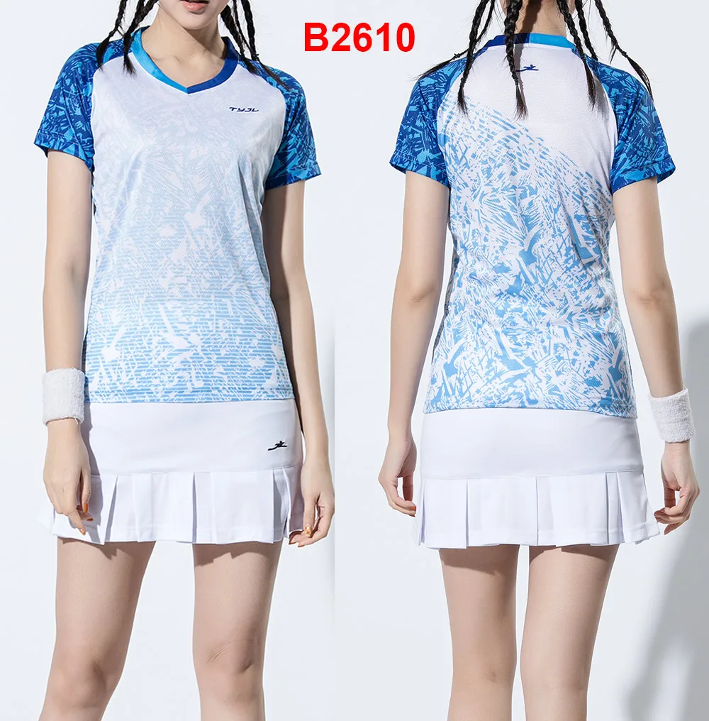 Женская одежда для бадминтона Qucik, спортивные комплекты, одежда для тенниса, одежда для бадминтона, комплекты одежды для тенниса, спортивные костюмы - Цвет: B2610 women 1 set