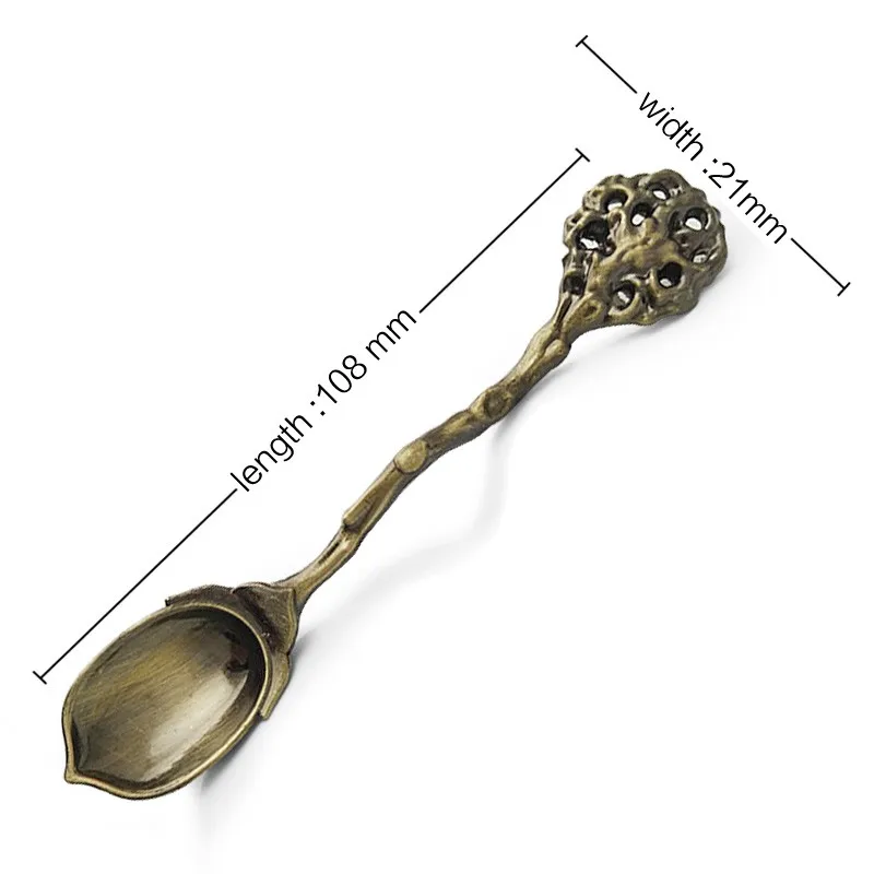 FHEAL 5Pcs Kitchen Dining Bar Vintage Royal Style Bronze Carved Small Coffee Spoon Flatware Cutlery Mini Dessert Spoon For Snacks (7)