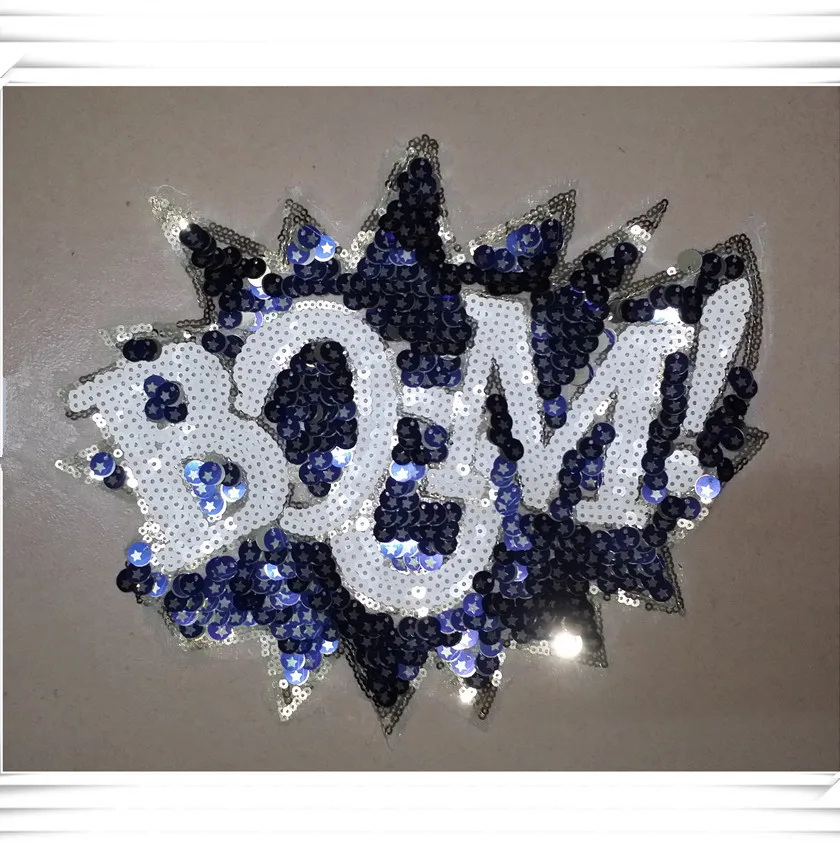 Paillete BOOM Patch Applique fabric clothes letter applique decoration