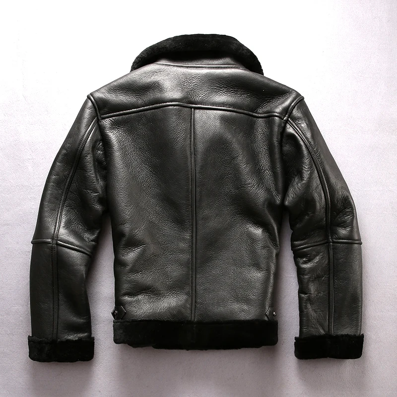 90% OFF AV-8006 Read Description! Asian size super quality warm genuine sheep fur leather jacket mens winter shearling bomber fur jacket