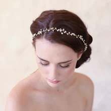 SLBRIDAL Винтаж простые прозрачные кристаллы свадебная лоза свадебный головной убор аксессуары для волос подружки невесты головной убор для женщин