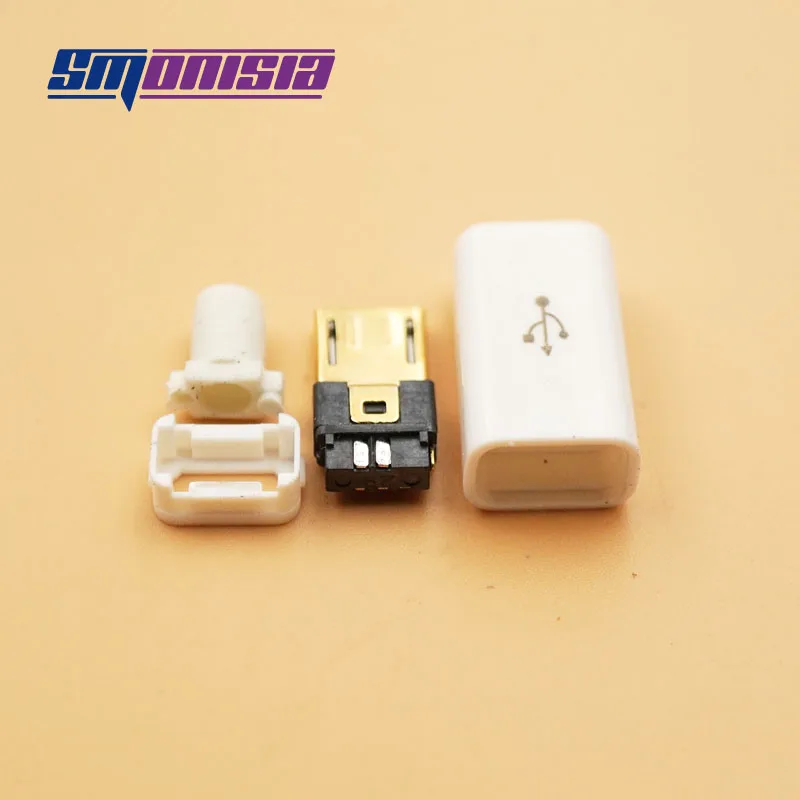 100Sets Gold Plated USB Terminal Connector Micro usb Male Socket 4 in 1