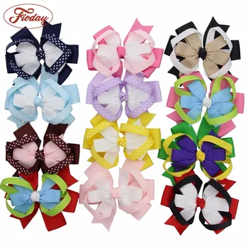

12Pcs 4 Inch Grosgrain Ribbon Bows Accessories Without Clip Boutique Bow Hairpins Hair Ornaments Drop Shipping