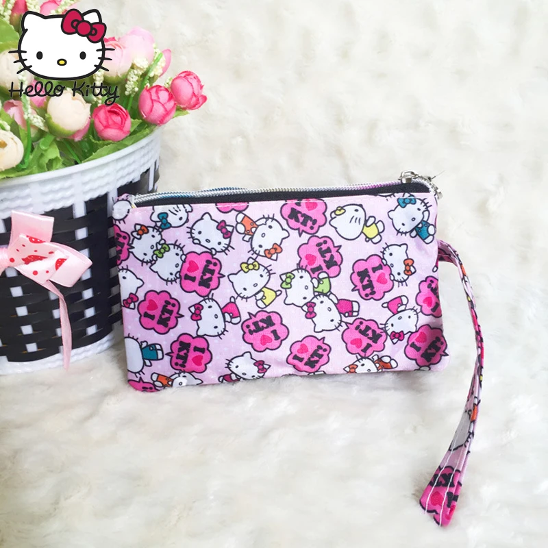 

Hello Kitty Cute Cartoon Makeup Bag Gift Pendant Purse Women Girl Clutch Purse Wrist Bag Make Up Wash Beauty Girl Plush Backpack