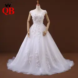 На заказ бальное платье с v-образным вырезом аппликации Бисероплетение Романтические Роскошные Свадебные платья Vestido de Noiva Свадебные