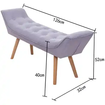 126*32*52cm Stools Ottomans Solid Wood Fabric Shoes Bedroom Bed Clothing,Sofa European Style Store Fitting Room Yellow/Gary