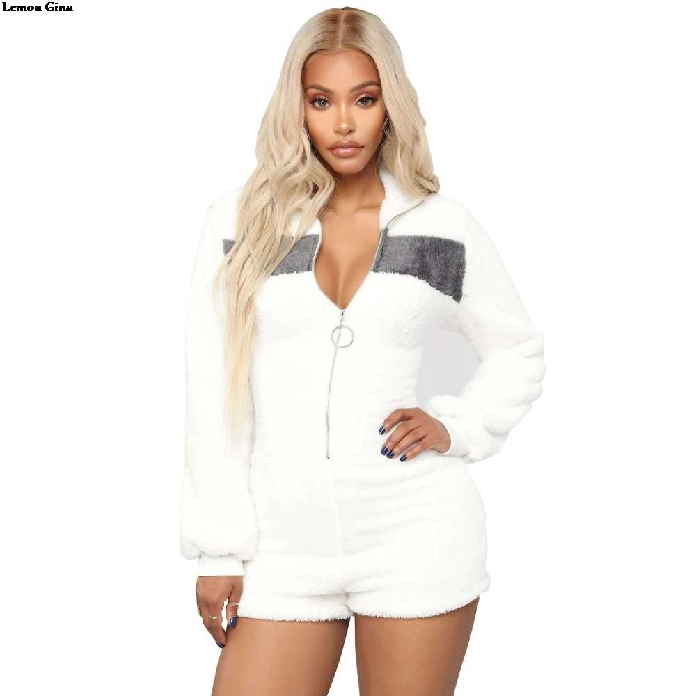 Lemon Gina combinaison courte pour femmes, manches longues, fermeture