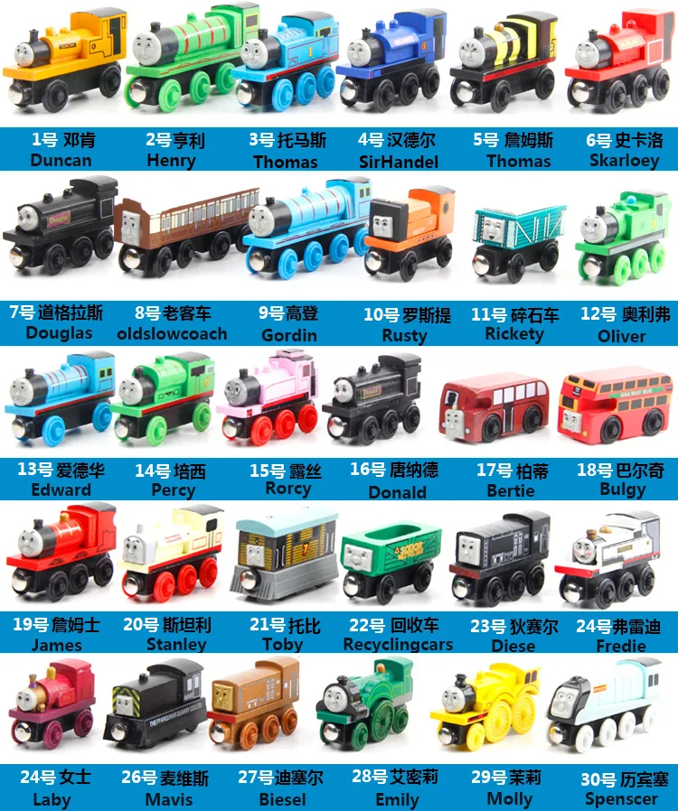 

53 Style 1Piece New Magnetic Thomas And His Friends Anime Wooden Railway Trains Toy Model Great Kids Toys for Children