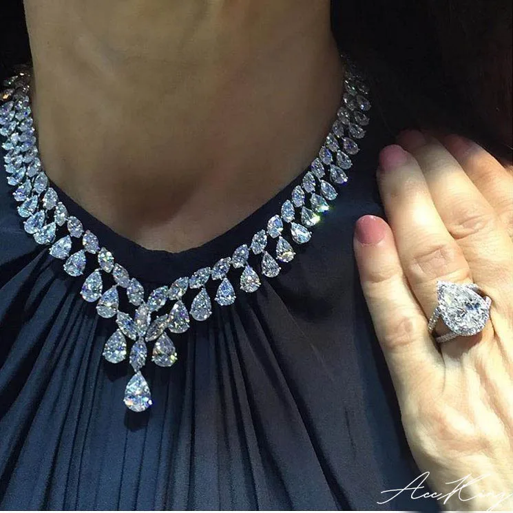 

AccKing New best Cubic Zirconia Earrings And Necklace Jewelry Set Wedding Dinner Dress Factory Price