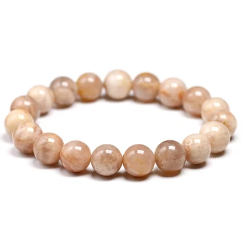

Natural Sunstone Beads DIY Beads Bracelets For Women Jewelry Gift Elastic Cord Men Healing Energy Bangle For Man Gemstone Gift