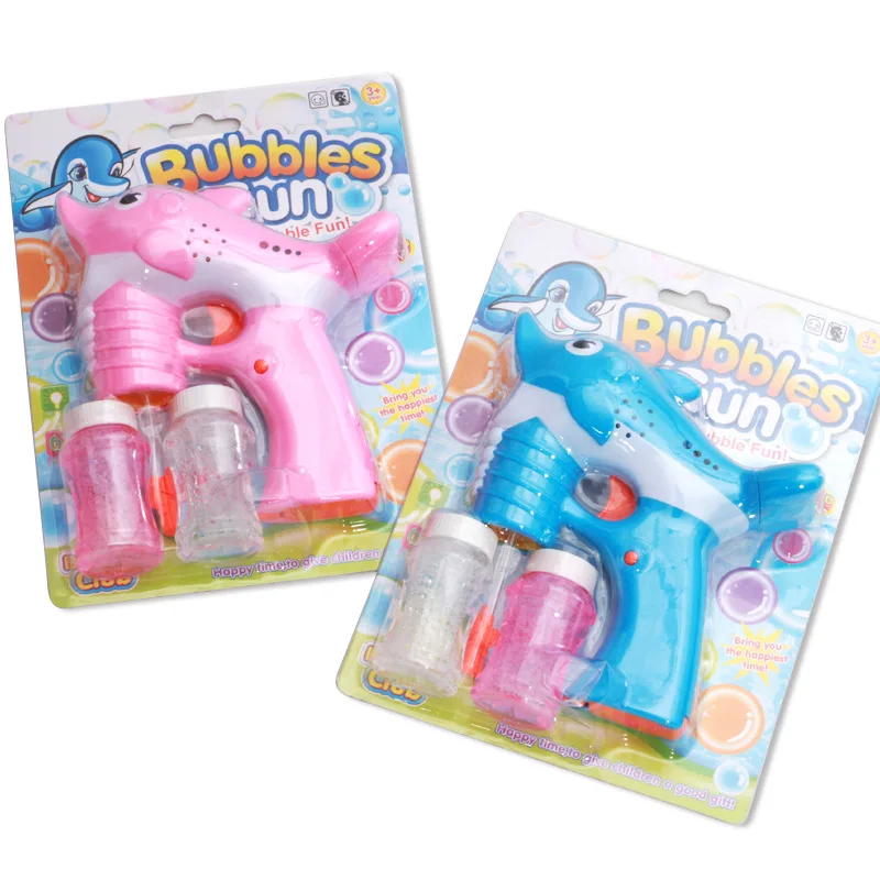 3*16*16 см ABS Дельфин двойной трубы пузыря пистолет полностью автоматический Освещение Музыка Удар Пузыри праздничные подарки детская
