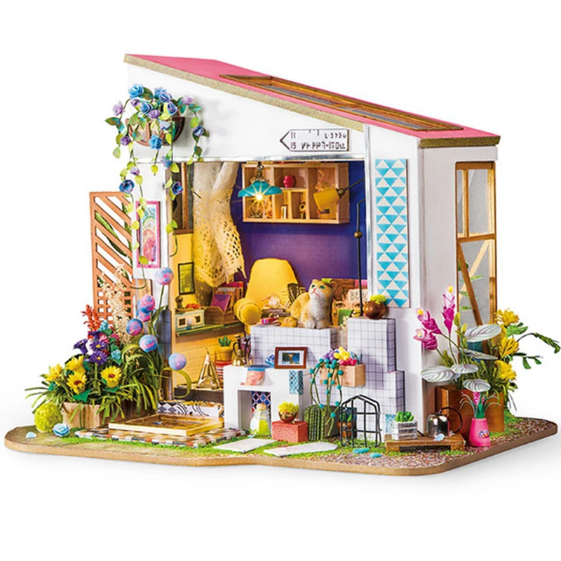 

Doll House DIY Miniature Dollhouse Model Building Kits Wooden Furnitures Dolls Houses Toy for Children Christmas Gift