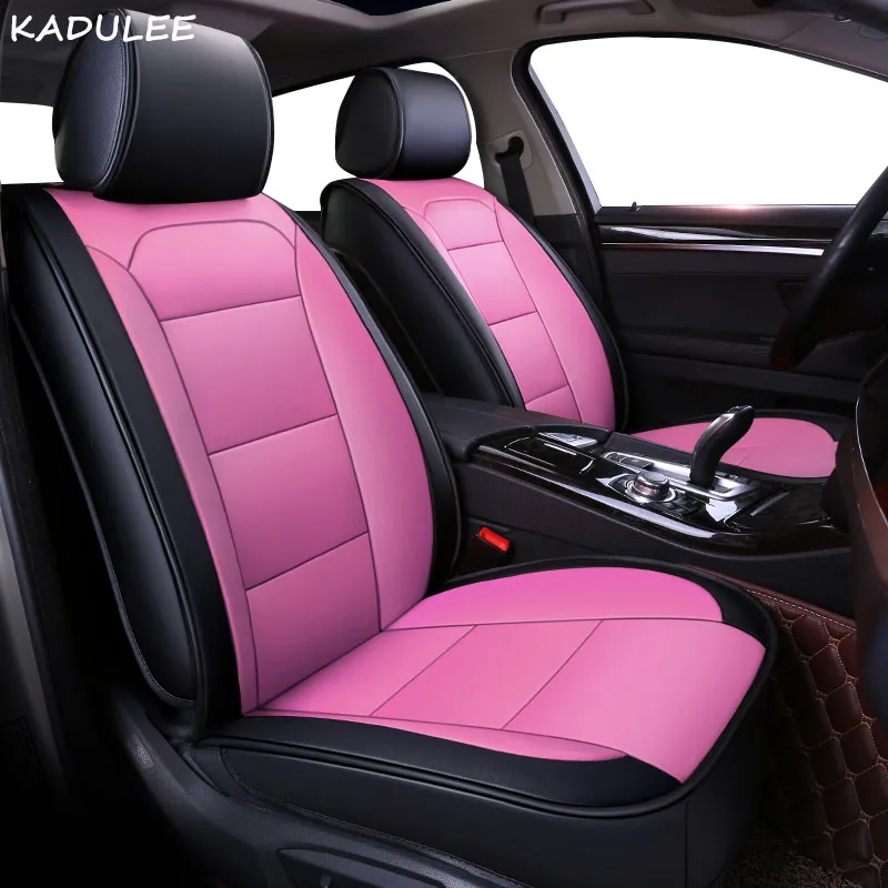 KADULEE универсальные автомобильные чехлы на сиденья машины из искусственной кожи для mazda CX-5 3 6 gh 626 CX-7 demio автомобильные аксессуары чехлы на сиденья - Название цвета: pink