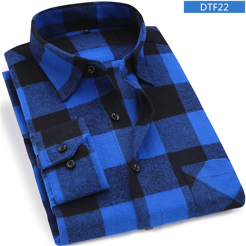 2019 Новая мужская клетчатая фланелевая рубашка плюс размер 5XL 6XL мягкая удобная Весенняя Мужская рубашка деловые повседневные рубашки с
