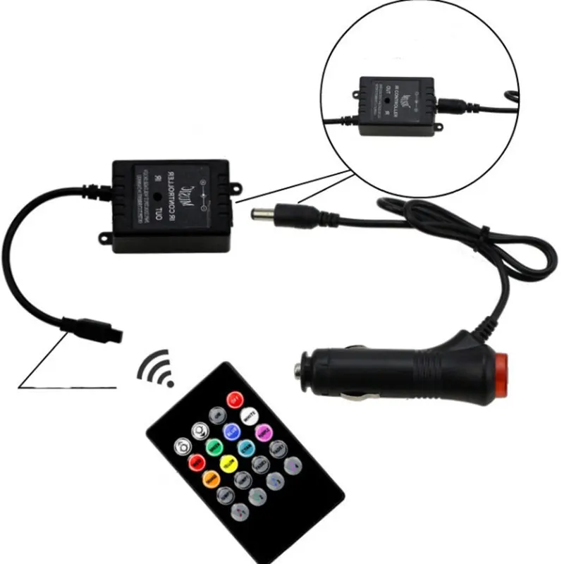 4 шт., автомобильный RGB светодиодный светильник, светодиодный светильник, s цвета, для стайлинга автомобиля, декоративные атмосферные лампы, автомобильный интерьерный светильник с пультом дистанционного управления 12 В