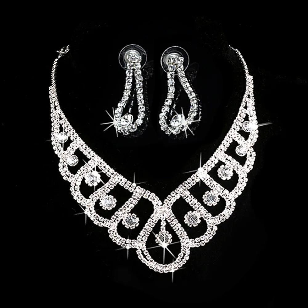 2016 New Fashion font b Silver b font Crystal font b Jewelry b font Sets Wedding