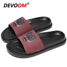 Мужские тапочки модные Вьетнамки Для мужчин ободок с ушками кошки, тигра Красивые слипперы Для мужчин удобная подошва замшевые кожаные шлепанцы домашние из пробки Slipers