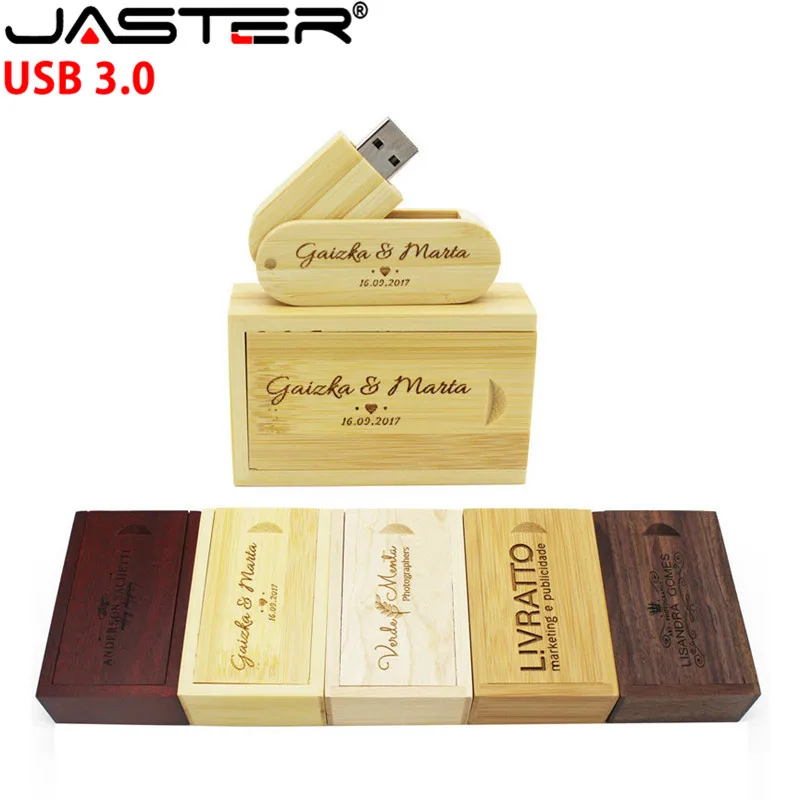 JASTER USB 3,0 деревянный USB+ Подарочная коробка USB флеш-накопитель 8 Гб 16 г 32 Гб карта памяти палочка для создания логотипа на заказ для фотосъемки свадебные подарки