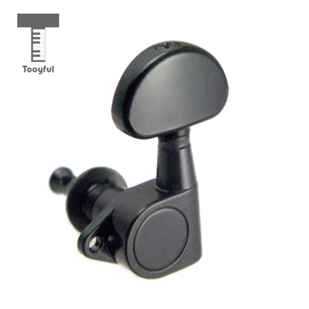 Tooyful Pack of 6 Iron Full Closed Tuning Pegs Tuning Keys Tuners Black 3L3R for Electric/Acoustic Guitar Replacement Parts