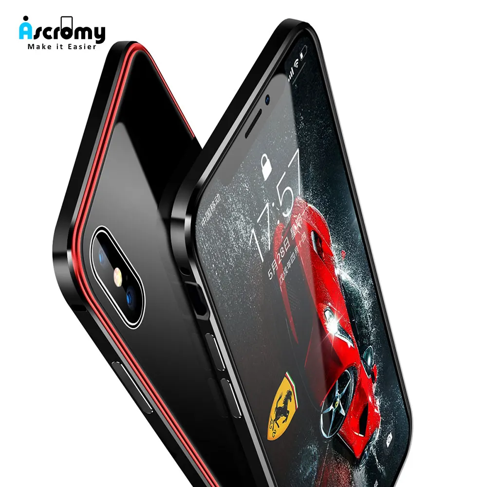 Чехол Ascromy для iPhone X роскошный противоударный металлический бампер алюминиевый