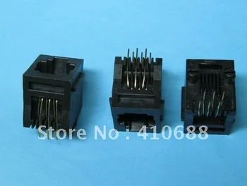 

Black 6P6C With flange Top entry Modular Network PCB Jack Connector 220 Pcs per lot