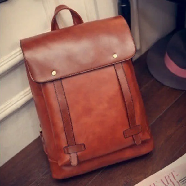 

Fashion High Quality British Style PU Leather Backpack Women's Vintage Travel Satchel Girl Laptop Rucksack Teenager School Bag